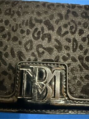 Party Evening Black Cheetah  Wallet Clutch Badgley Mishka with Glossy Logo